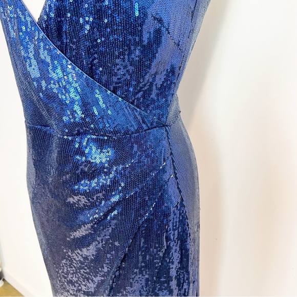 NICOLE MILLER COLLECTION BLUE SEQUIN FORMAL EVENING PARTY DRESS WOMENS SZ 12 - Picture 7 of 8